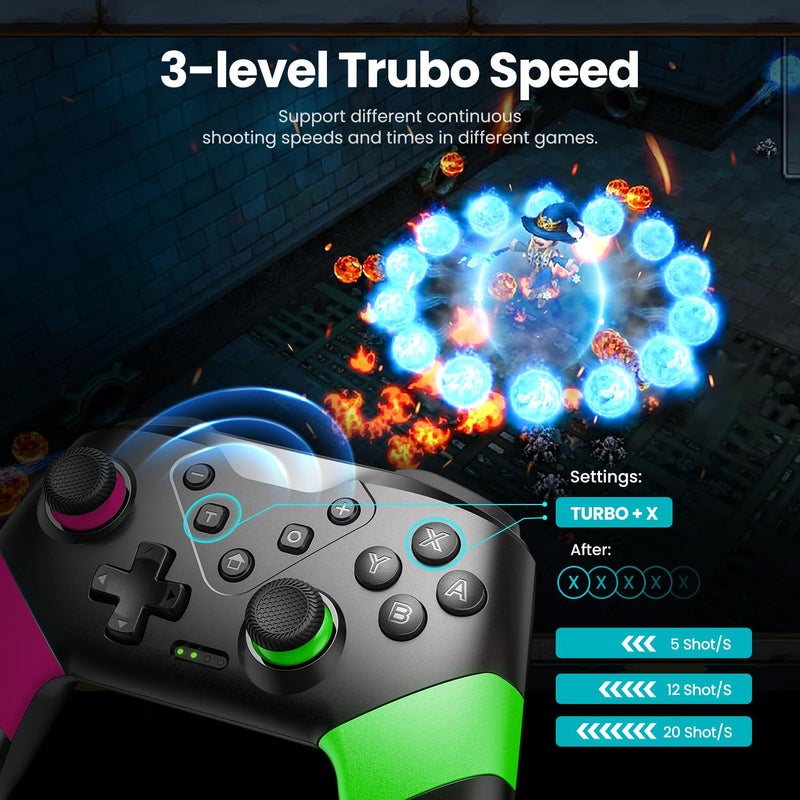 VOYEE Switch Controllers Compatible with Switch/Lite/OLED, Programming Wireless Pro Controller with Motion Control, Vibration, Wake-up, Turbo, Screenshot - Image 4